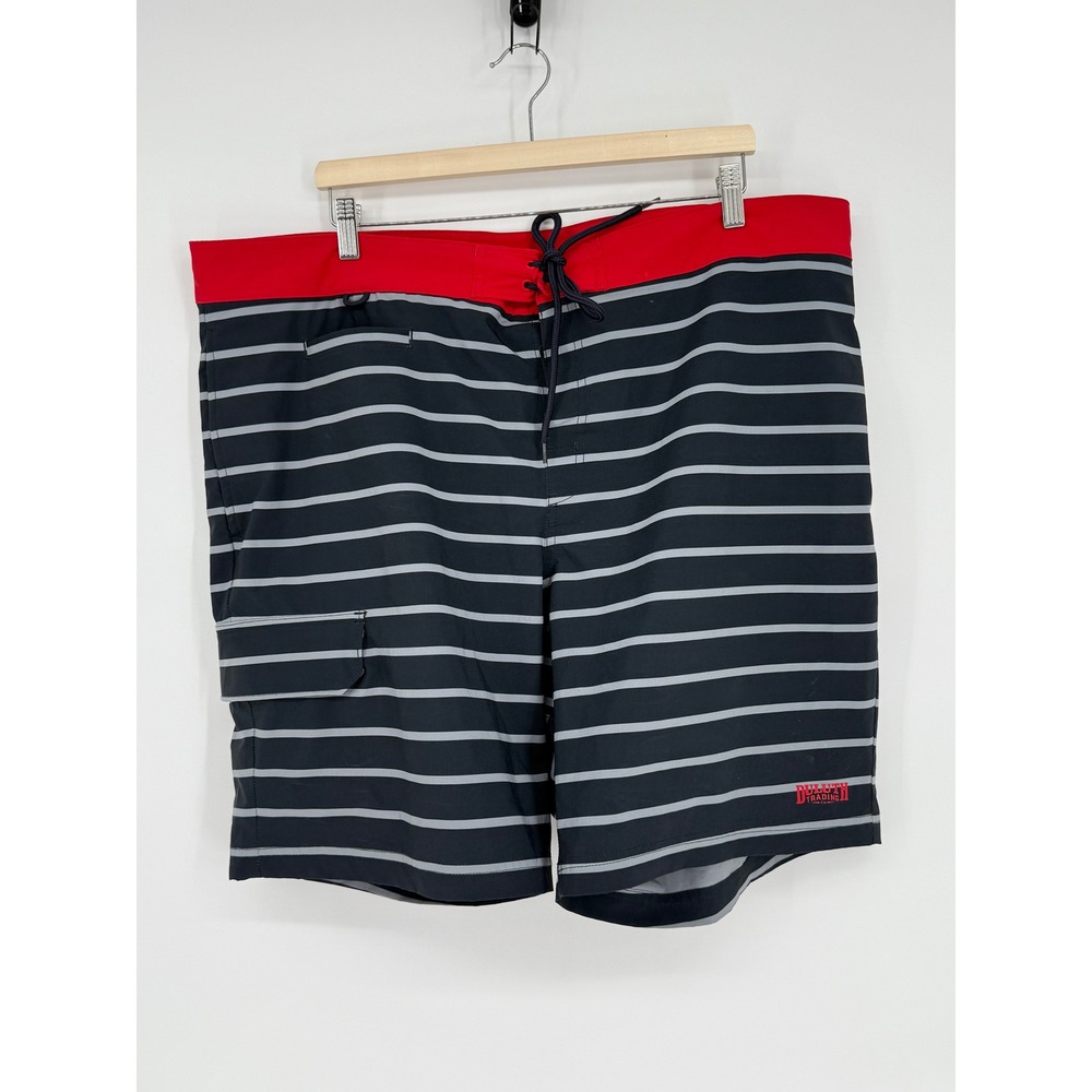Duluth Trading Co Mens‎ Board Shorts Navy Blue Swim Trunks Red Waistband Sz 42